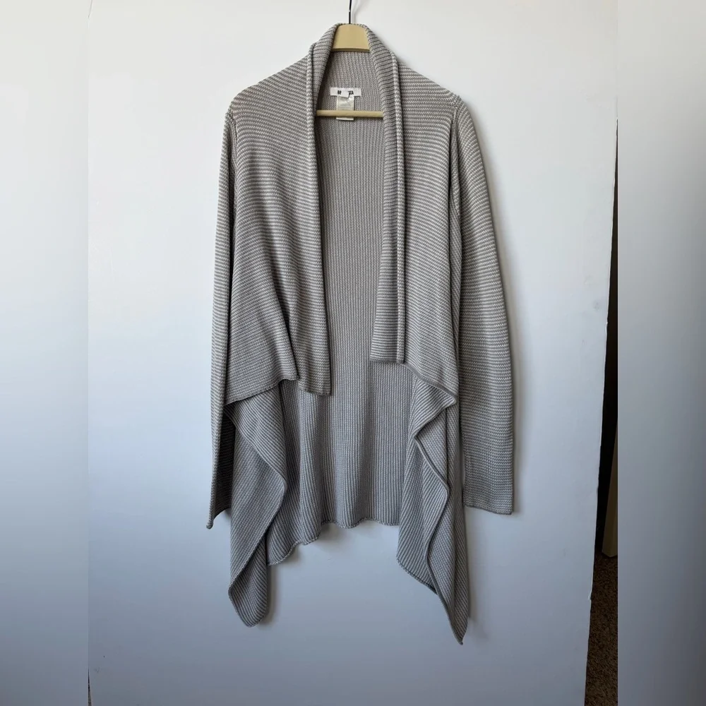 BB Dakota Light Gray Draped Cardigan - Picture 1 of 9